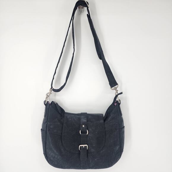 Kelly Moore B Hobo Camera Bag Black Padded Dividers Diaper Faux Leather Shoulder - Picture 1 of 15